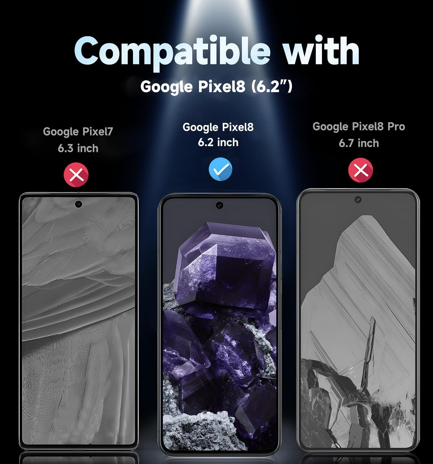 MAGIC JOHN 2 Pack for Google Pixel 8 Tempered Glass Screen Protector, Auto Dust-Elimination, Bubble Free, HD Clear, Easy Installation image number 3