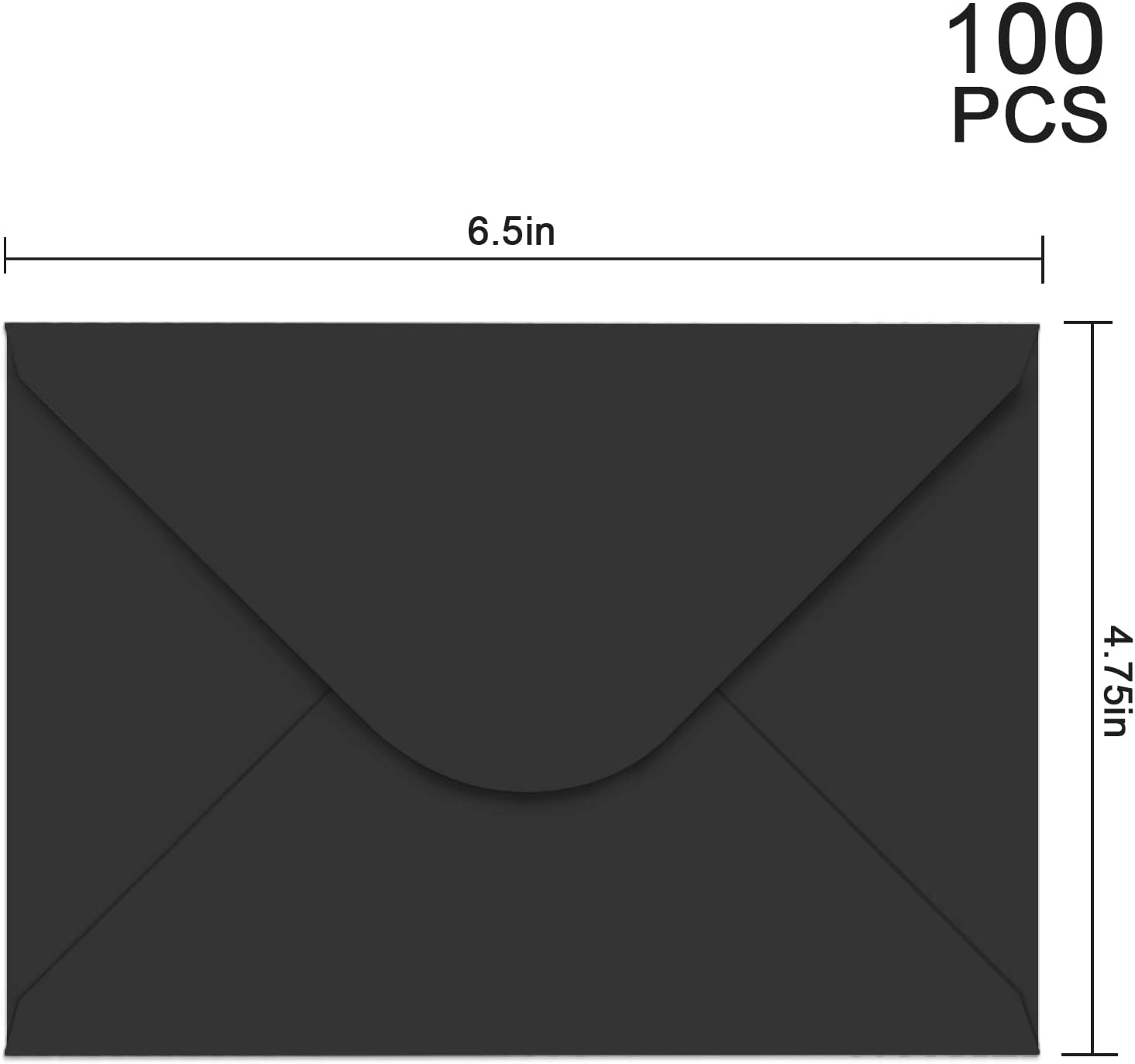 YINUOYOUJIA 100 Pack Black 4X6 Envelopes, A6 Size, Classy V-Flap, Ideal for Wedding, Baby Shower, Graduation Invitations image number 5