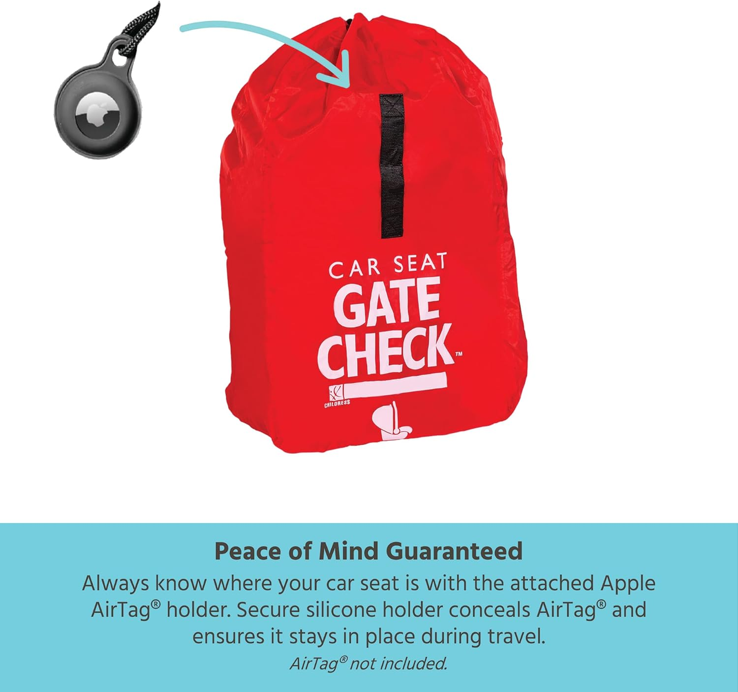 J.L. Childress Gate Check Bag for Car Seats, Red, One Size image number 1