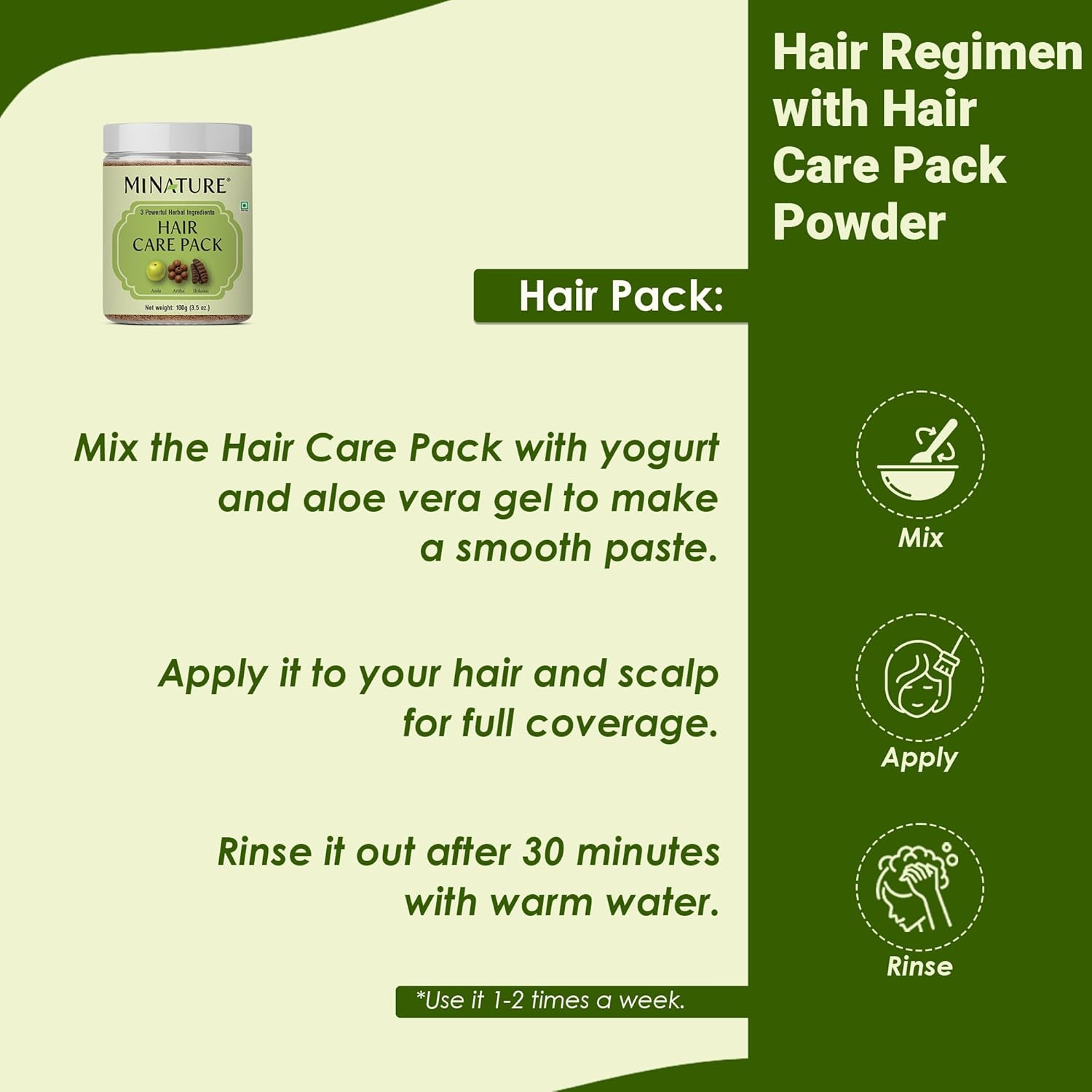 Mi Nature Hair Care Pack with Hair Brush |Triple Action Amla Aritha Shikakai Formula | 100G Pure Herbal Blend for Strong Shiny Hair |Natural Cleansing Powder |Chemical Free Wash for Damaged & Dry Hair image number 3