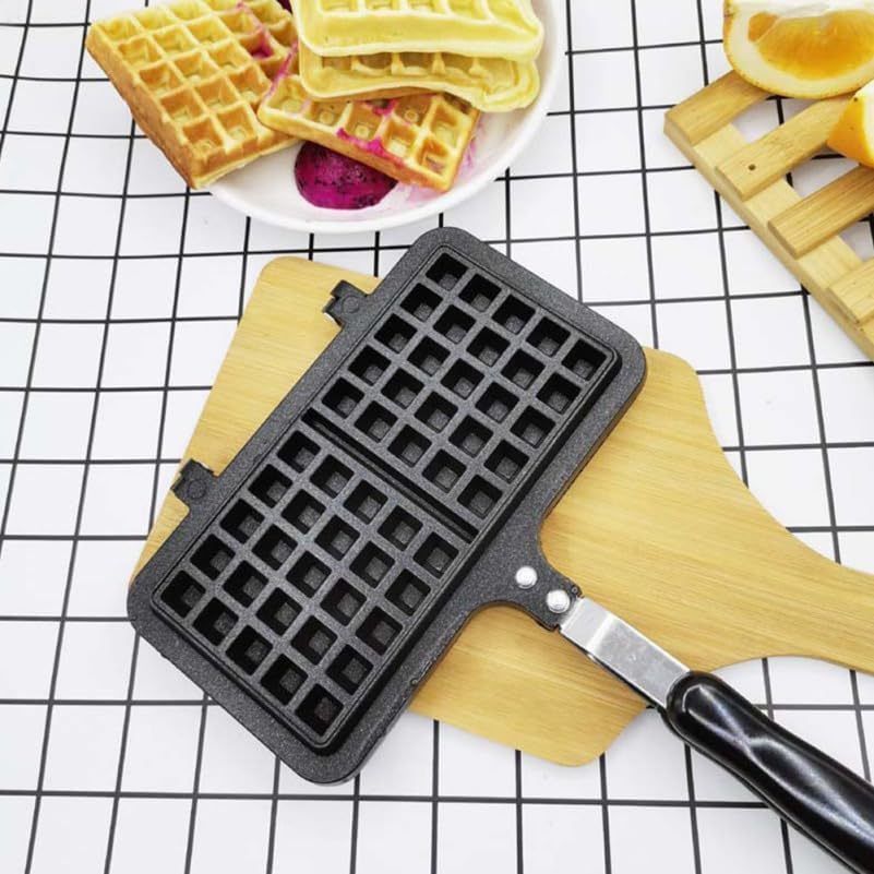 Cabilock Cabilock Waffle Mold Nonstick Cast Aluminium Waffle Maker Pan for DIY Bread Chocolate and Cakes Compact Kitchen Tool Black 34.5 X 14.4 Cm