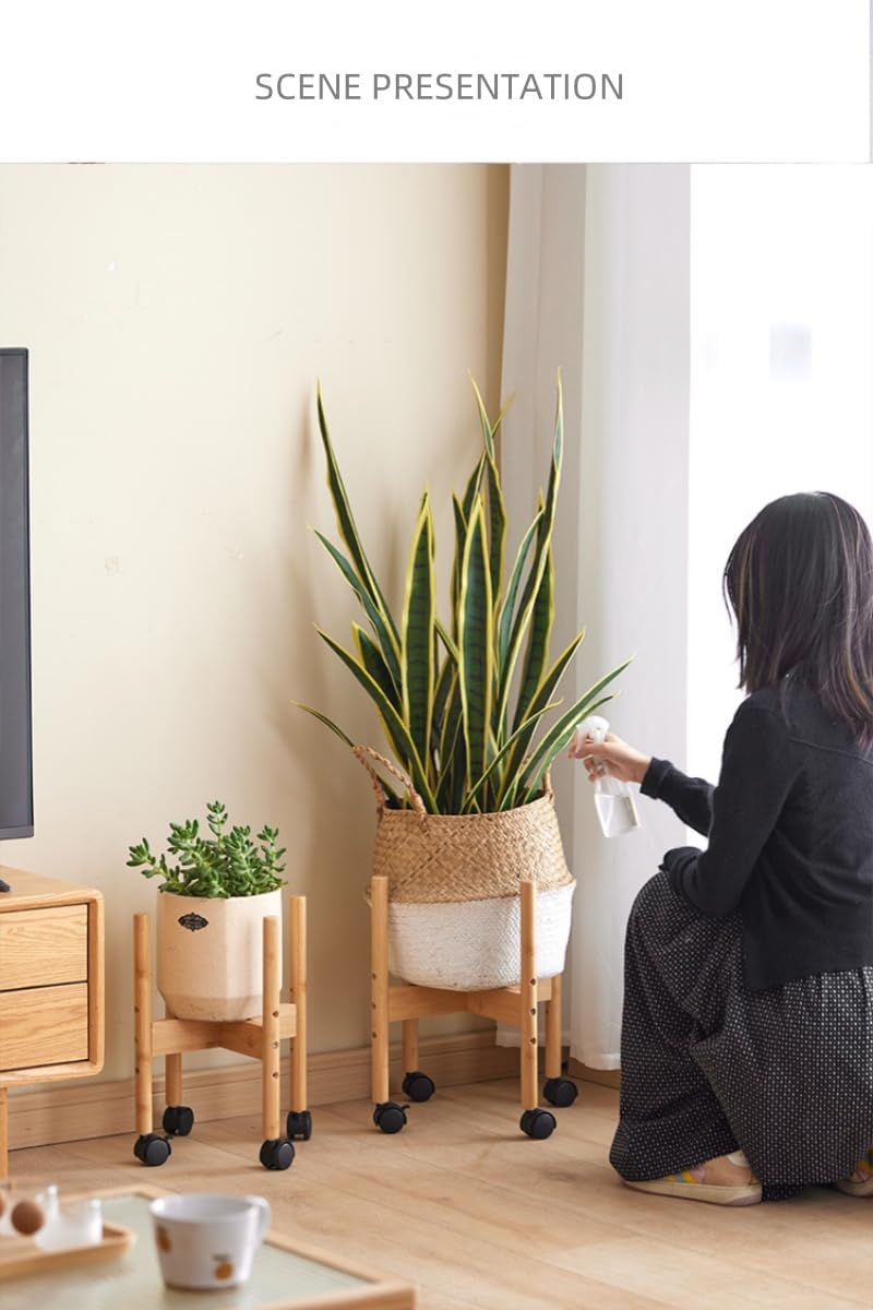 Plant Stand with Non-Slip and Fixable Universal Wheels, Easy Move and Smooth, Three Heights Adjustable, 33*25Cm image number 6