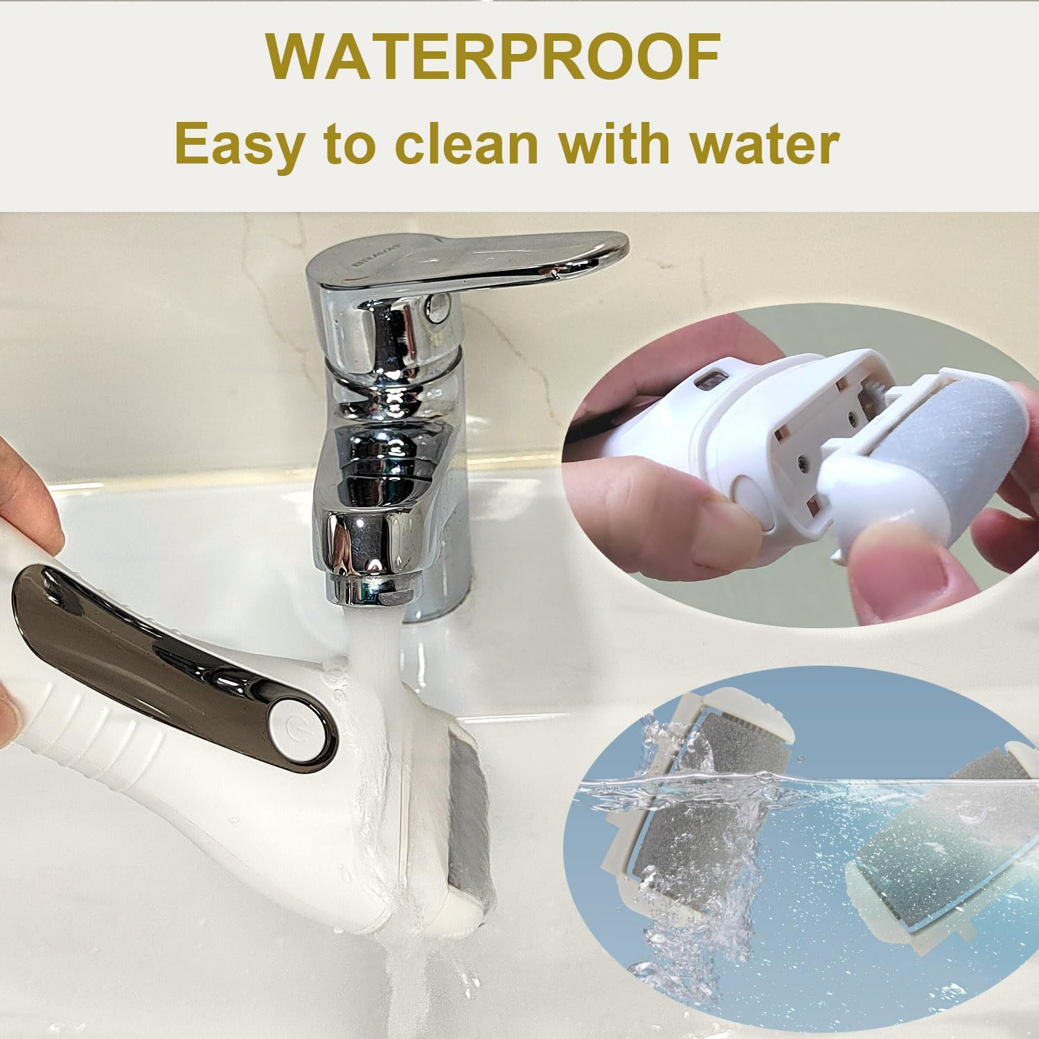 Electric Callus Remover Foot Care Device Pedicure Set Electronic Foot Care Callus File, USB Rechargeable, with 3 Replacement Rollers, Cleaning Brush and Collection Container, White