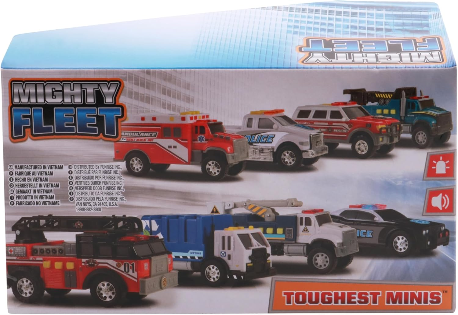 Mighty Fleet Toughest Minis 5" Garbage Truck Toy W/Lights & Sounds, Realistic Design & Batteries Included - Age 3+ image number 3