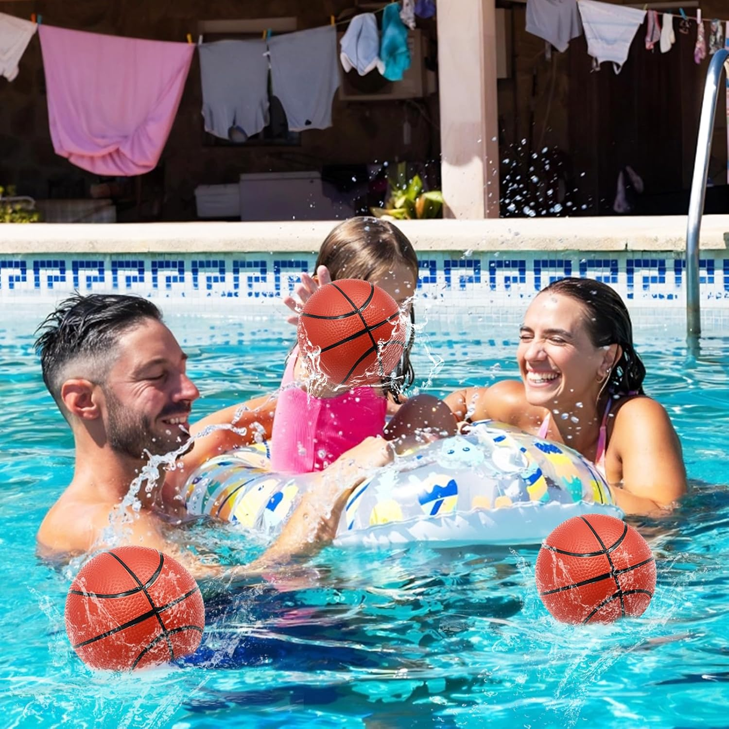 Coriver Mini Basketball Small Inflatable Basketball with Pump, 14 Cm Pool Balls, Beach Balls for Party, Indoor, Outdoor Game, Sports Game for Children and Adults image number 5