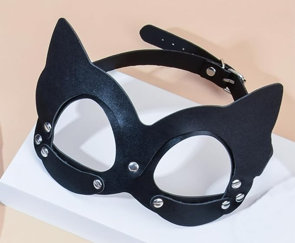 Women Half Face Cat Mask Costume Accessories Halloween Masquerade Props image number 4