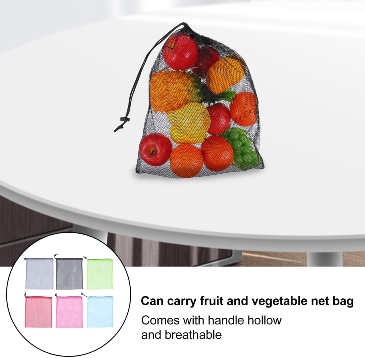 Ciieeo 6Pcs Drawstring Mesh Storage Pouches for Sports Yoga Travel Daily Use Random Colors Chic Functional Drawstring Bags for Outdoor Activities Organizing Essentials image number 4