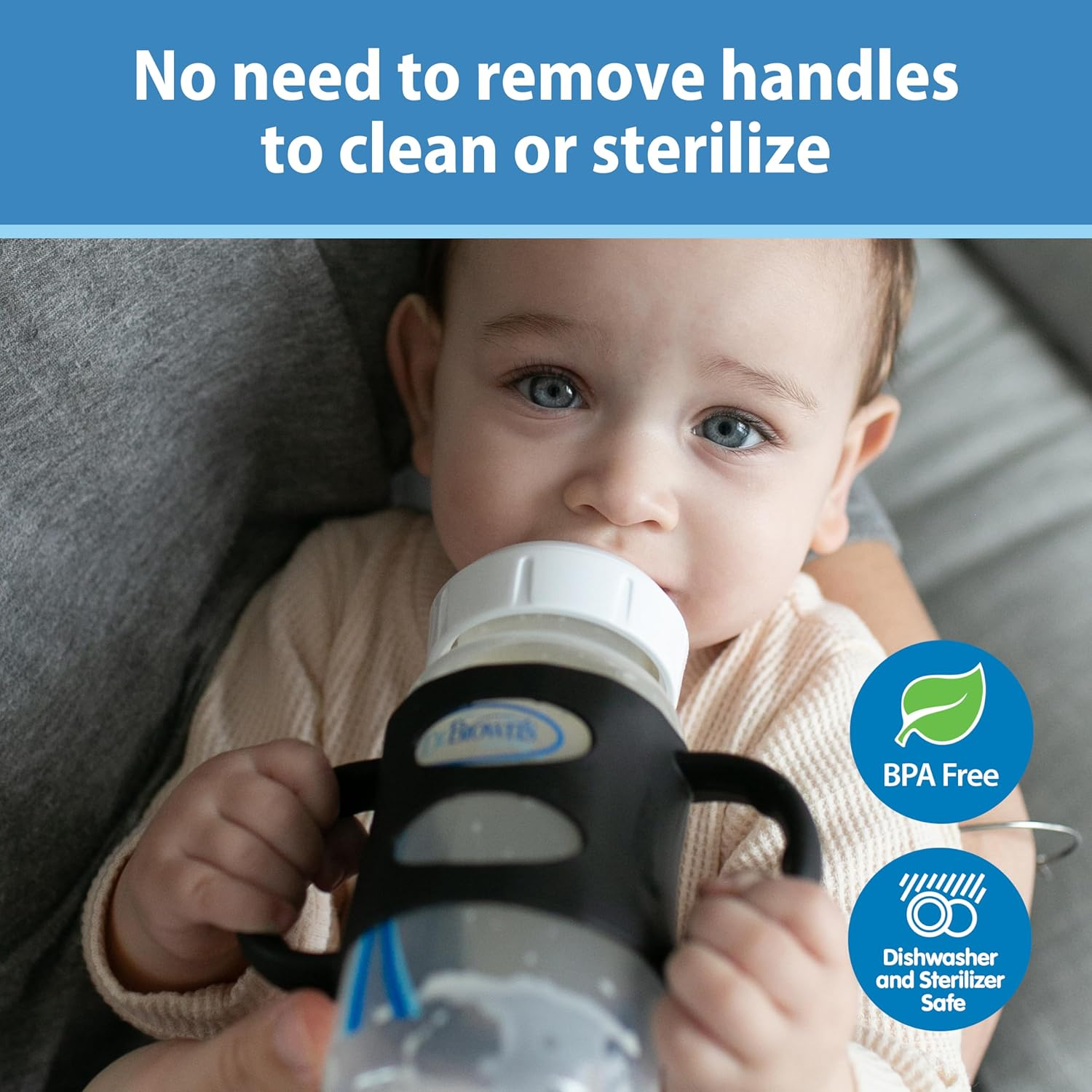 Dr. Brown'S Wide-Neck Silicone Handles, Blue image number 5