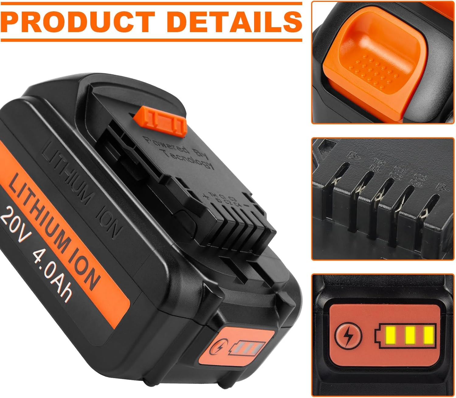 Lithium-Ion Battery 4000Mah Replacement for Dewalt 20V XR DCB200 DCB205 DCB184 DCB182 DCB200 DCB180 Cordless Drill Tool Batteries Pack