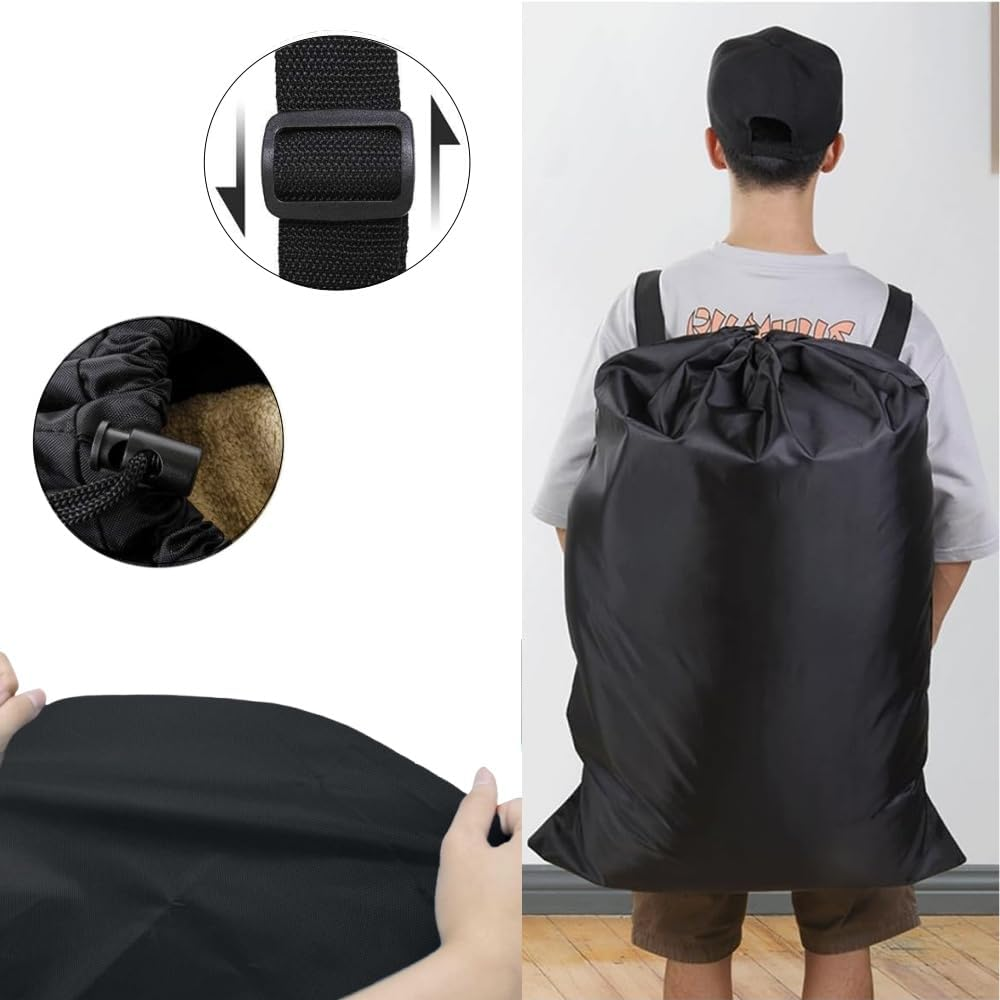 Travel Laundry Bag with Drawstring Closure, 60 X 92Cm Heavy Duty Laundry Bag Dirty Clothes Drawstring Bag with Water-Resistant Fabric for Home,Students,Travel, Holiday(Black) image number 3