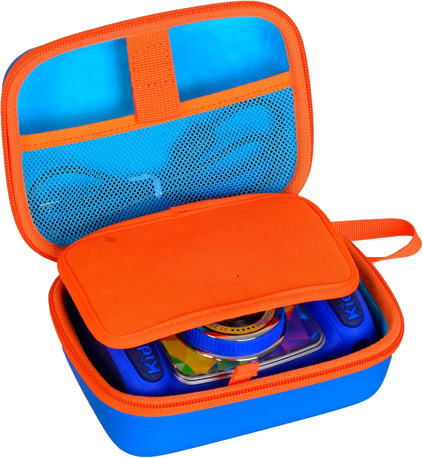 BTOPCASE Hard PU EVA Carrying Protective Storage Cover Case for VTECH Kidizoom Duo/Duo Dx/Duo Deluxe/Printcam/Twist/Pix Selfie Camera, (Blue Pu-Blue Villus Interior with Orange Zipper) - Red For Vtech Kidizoom Printcam Only image number 6