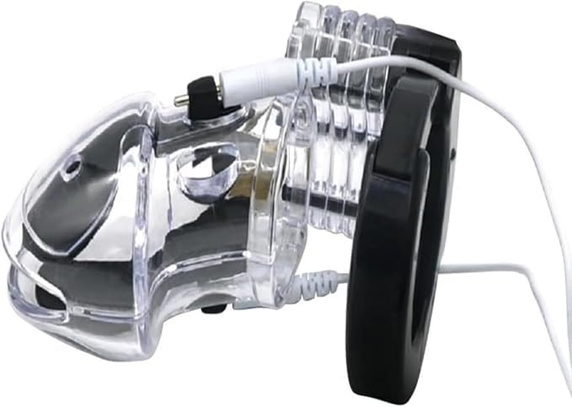 Erection Cock Penis Cage Adjustable Chastity Cage with Electric Shock Function Electric Shock Lightweight Premium Chastity Device Men Male Restraints Chastity Belt Adult Game Sex Toy (Clear) image number 3