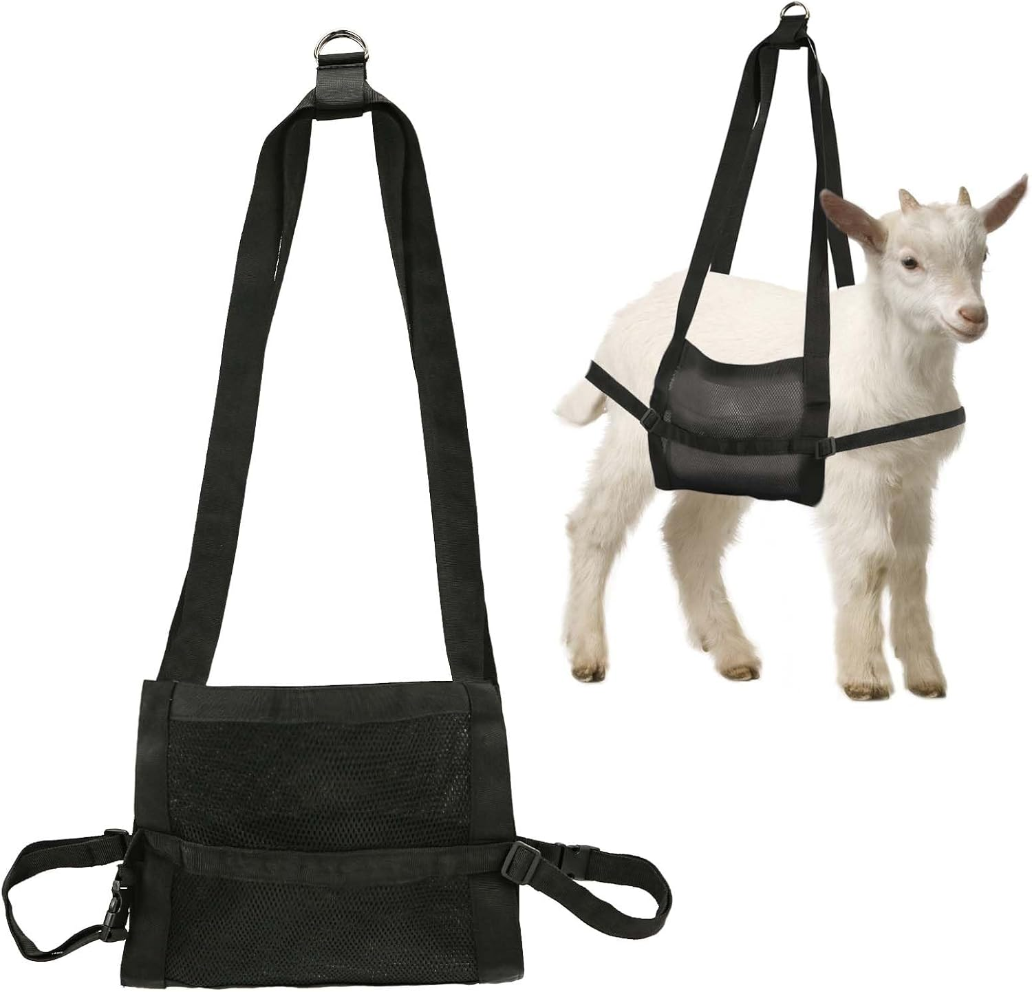 Calf Sling for Weighing Newborn Animals, Lamb Weight Sling with Adjustable Straps & Buckle Nylon Hanging Scale Livestock Sling for Baby Goat Hoof Trimming Dog Grooming image number 3
