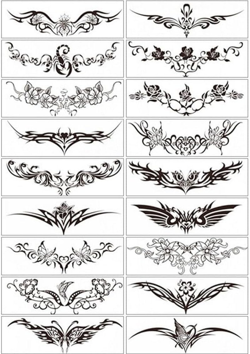 Temporary Tattoo Female Waterproof Simulation Tattoo Cover Scar Cesarean Section Waist Chest Totem Sticker image number 2