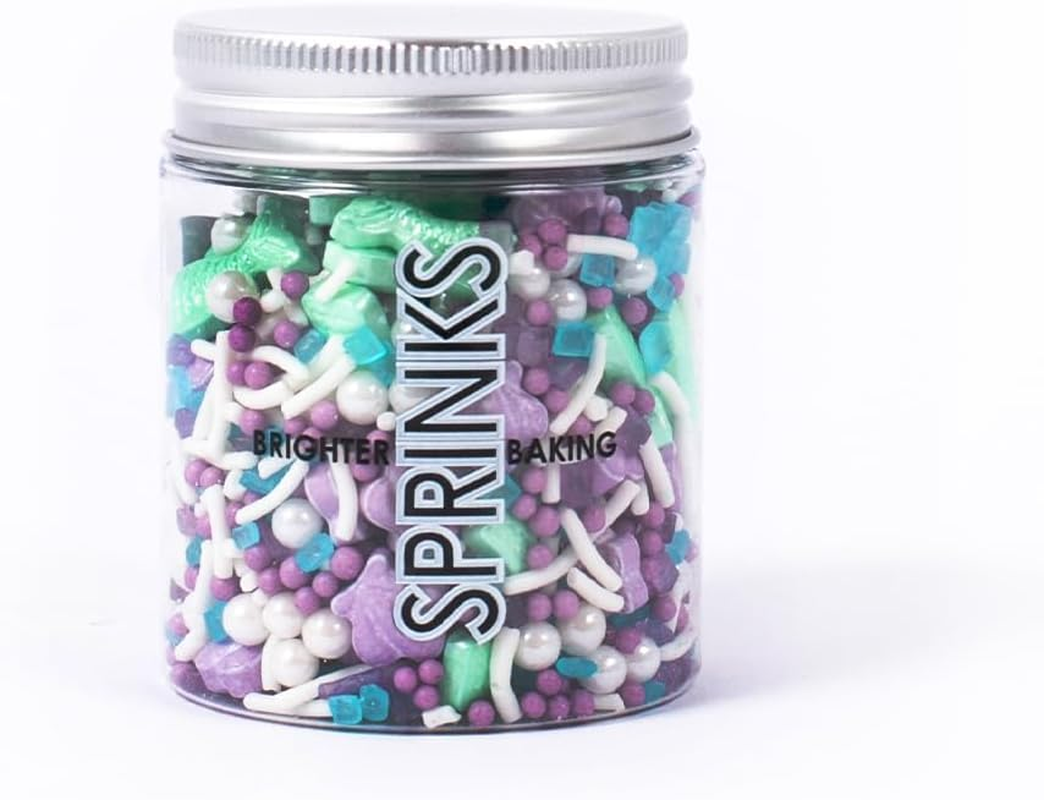 Sprinks Mermaid Tales Premium Sprinkles Blend 70G - Mermaid Party Cake Sprinkles | Mermaid Sprinkles | Pastel Sprinkles | under the Sea Sprinkles | Fancy Sprinkles | Shells Tails Jimmies Sugar Mix