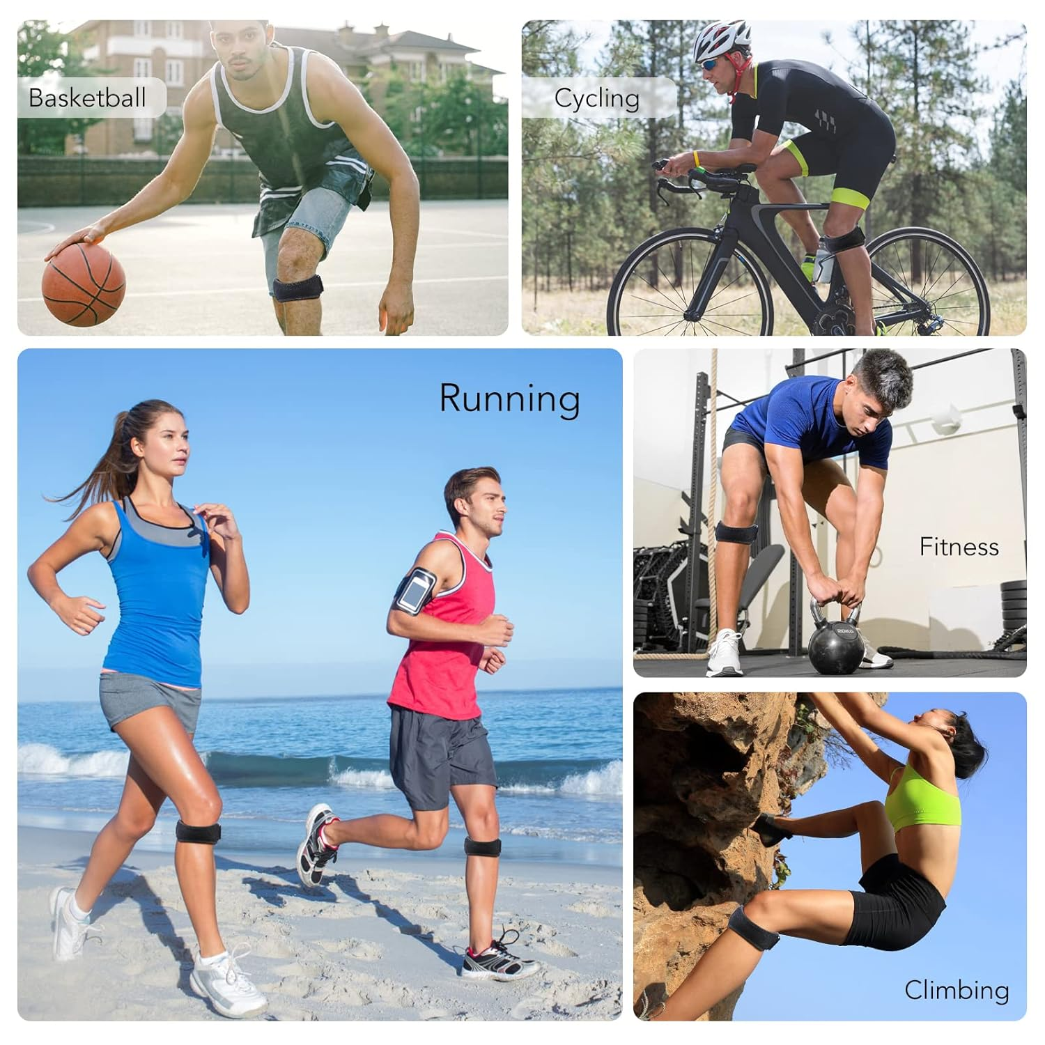 AGPTEK Patella Tendon Knee Strap 2 Pack, Patella Knee Support Brace Knee Pain Relief Band for Hiking, Basketball, Soccer, Running, Jumpers Knee, Tennis, Tendonitis, Joint Pain, Volleyball & Squats image number 5