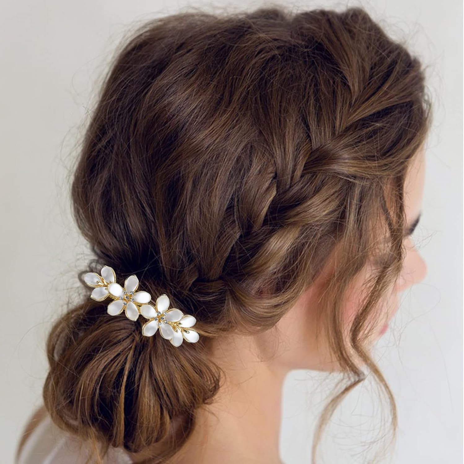 Vintage Hair Barrettes, Opal Hair Clips French Crystal Flower Hairpin Hair Accessories for Women Girl image number 3