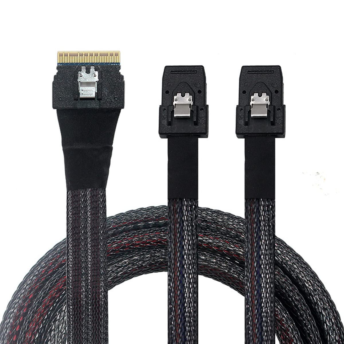 Cablecc PCI-E Ultraport Slimline SAS Slim 4.0 SFF-8654 8I 74Pin to Dual SFF-8087 Mini SAS Cable Pci-Express image number 4