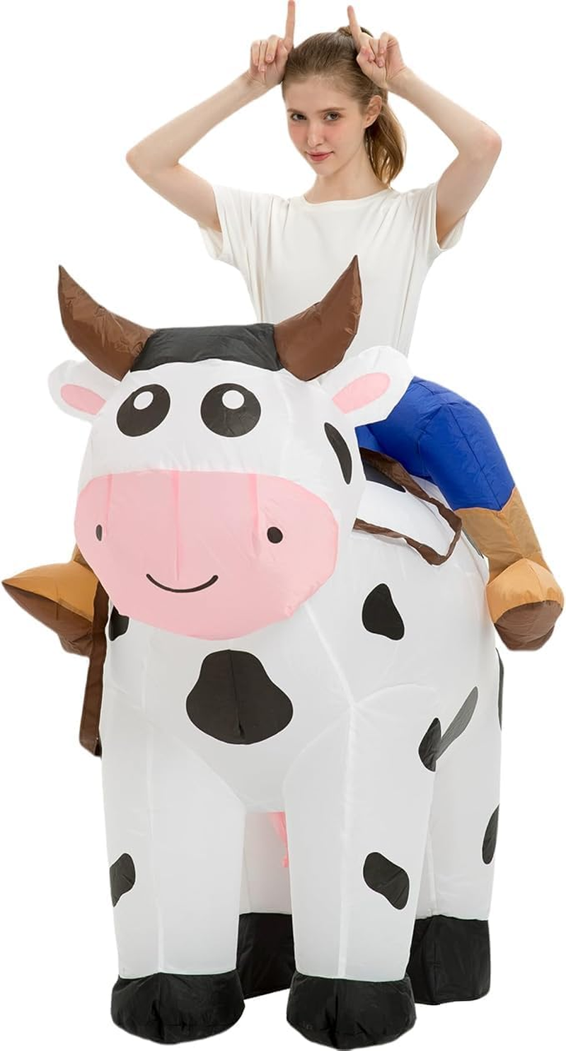 Inflatable Cow Rider Costumes for Adults, Inflatable Cow Costume, Halloween Costumes for Men/Women,Blow up Costume