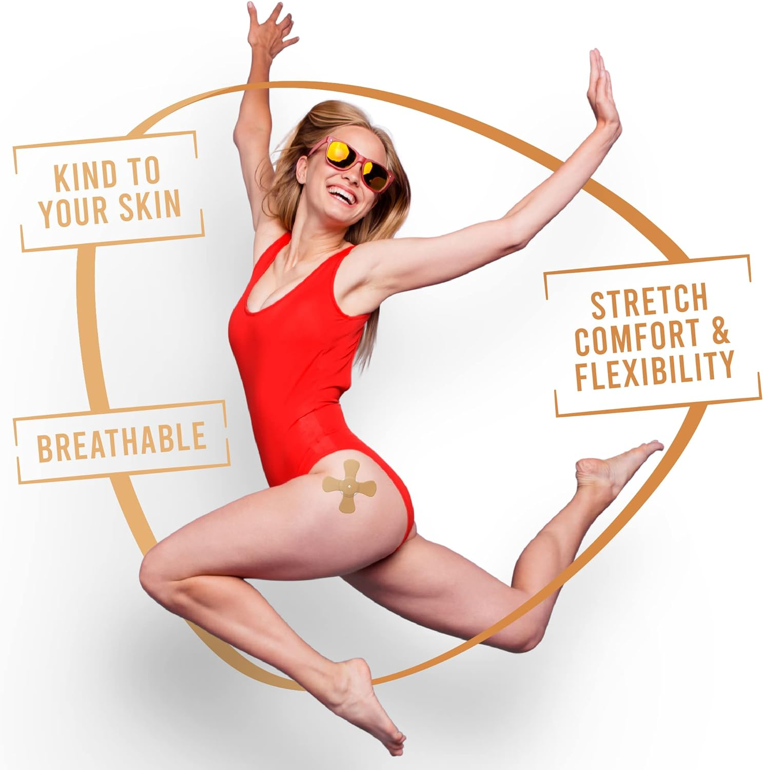 Not Just a Patch X-Patch CGM Sensor Patches (20 Pack) - Water Resistant Omnipod 5 Adhesive Patches - Durable for Active Lifestyle for 10-14 Days - Compatible with Dexcom G6, Libre 2 in Beige image number 4