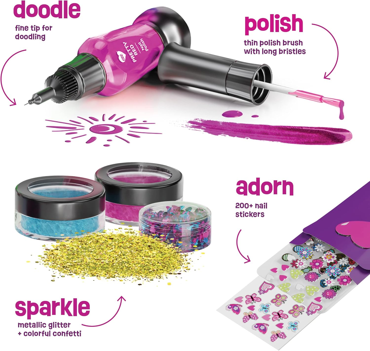Nail Art Studio for Girls - Nail Polish Kit for Kids Ages 7-12 Years Old - Girl Gifts Ideas - Girls Nails Gift Set - Cool Girly Stuff - Polish, Pens, Glitter, Stickers, Gems, Filer - 8 9 10 11 12 Year image number 2