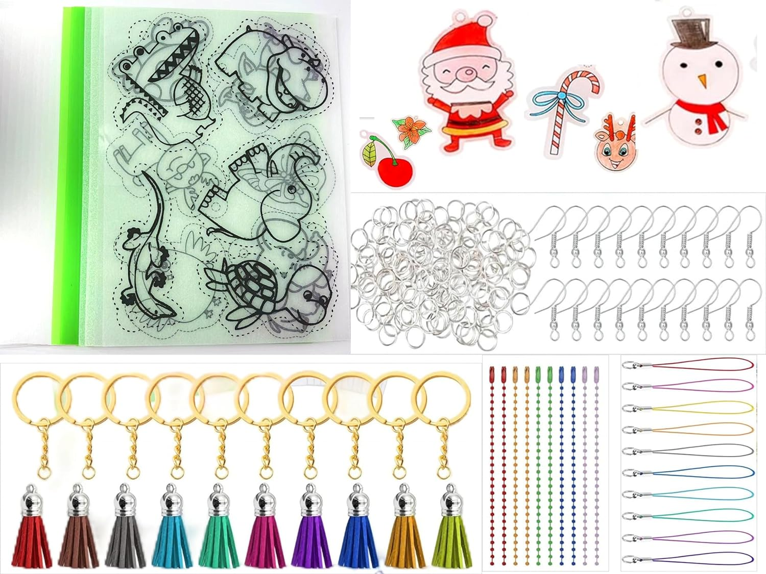 280 Pcs Heat Shrink Plastic Sheet Kit,Craft Kits,2 Pcs Luminous Shrink Sheets,4 Pcs Green Shrink Sheets,2 Pcs Shrinky Art Paper with Pattern and 12 Pcs Shrinky Art Paper,With 260 Pcs Craft Accessories,For DIY Ornaments Earrings Pendants or Creative Craft image number 4