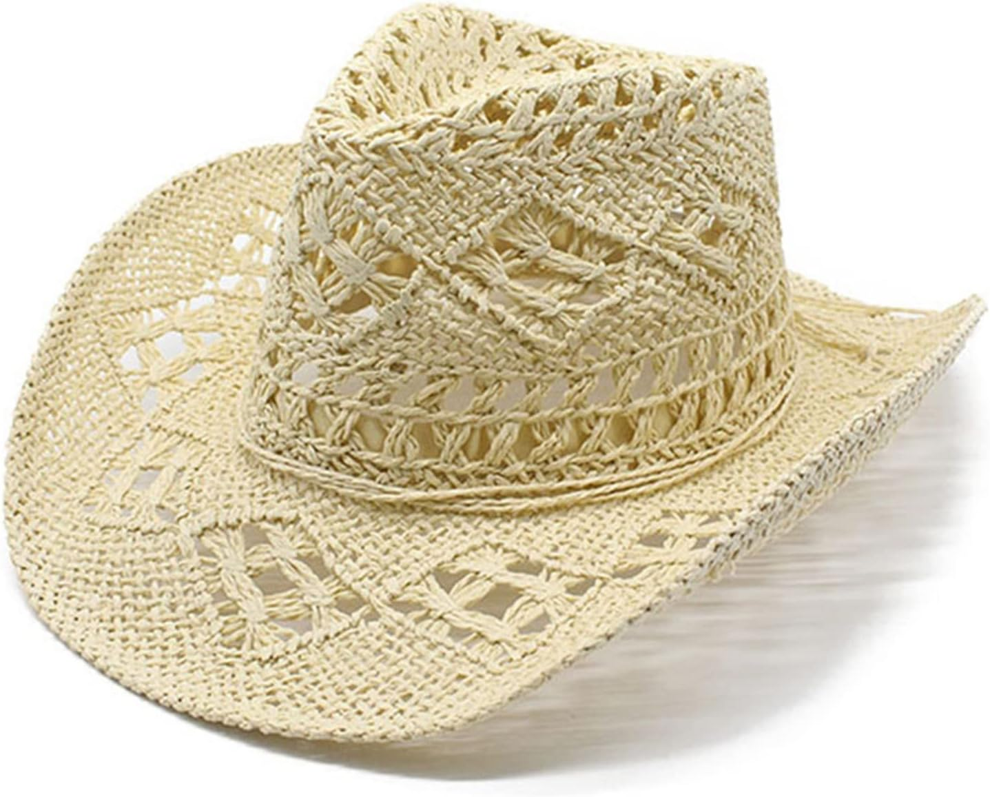 Straw Cowboy Hat for Women Unisex Wide Brim Outdoor Sports Cap Classic Summer Holiday Party Vacation Beach Sun Hat