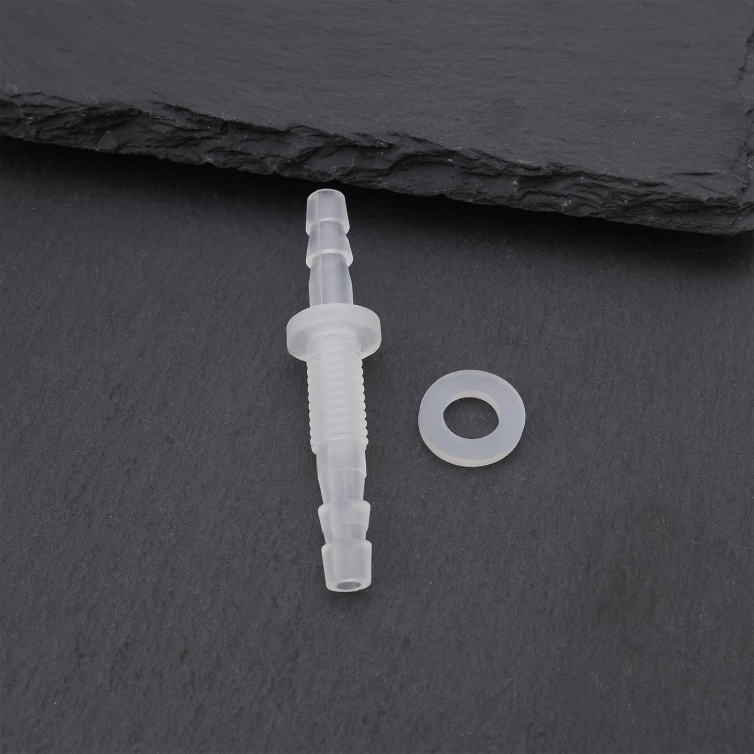 4 Set 4-M6-4 4Mm Dual Ended Plastic Hose Barb Bulkhead Fitting with Gasket for Inner Diameter 4Mm Hose Hex Barbed Union Splicer Adapter for Water Fuel Air Applications image number 6