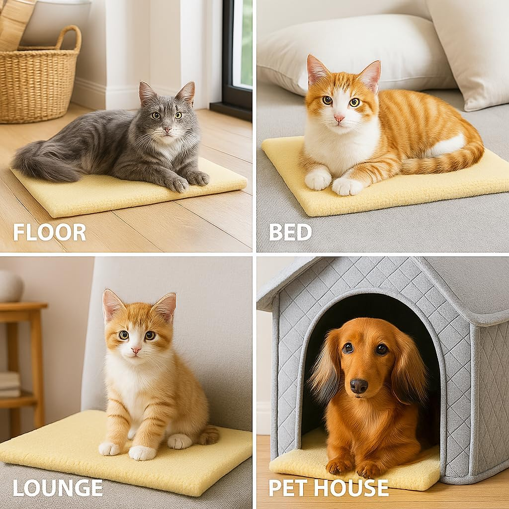 Self-Warming Cat Dog Bed 60&times;48Cm &ndash; Self-Heating Thermal Pet Mat with Aluminium Core & Soft Removable Cover &ndash; No Electricity Needed &ndash; Washable, Non-Slip Winter Pad for Small Pets &ndash; Paw Print image number 4