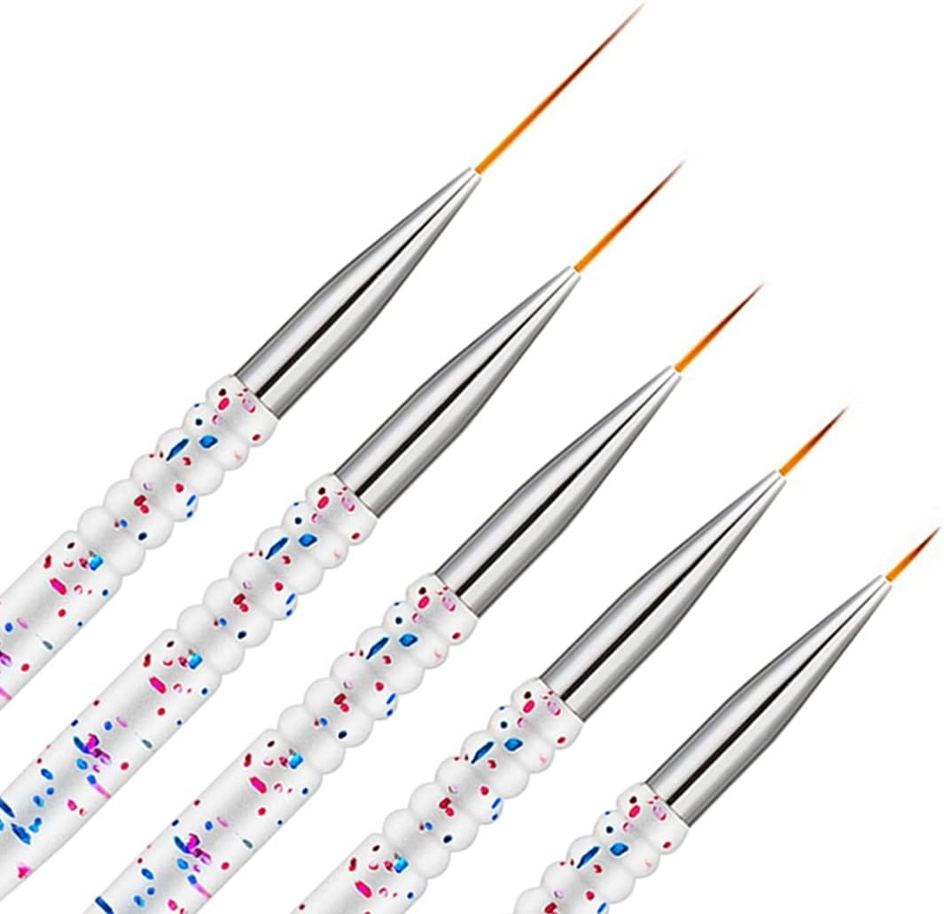 5Pcs Nail Art Brushes, Etercycle Thin Nail Brush for Nail Art, Fine Acrylic Nail Brush for DIY Design(7/9/11/15/20Mm) image number 2