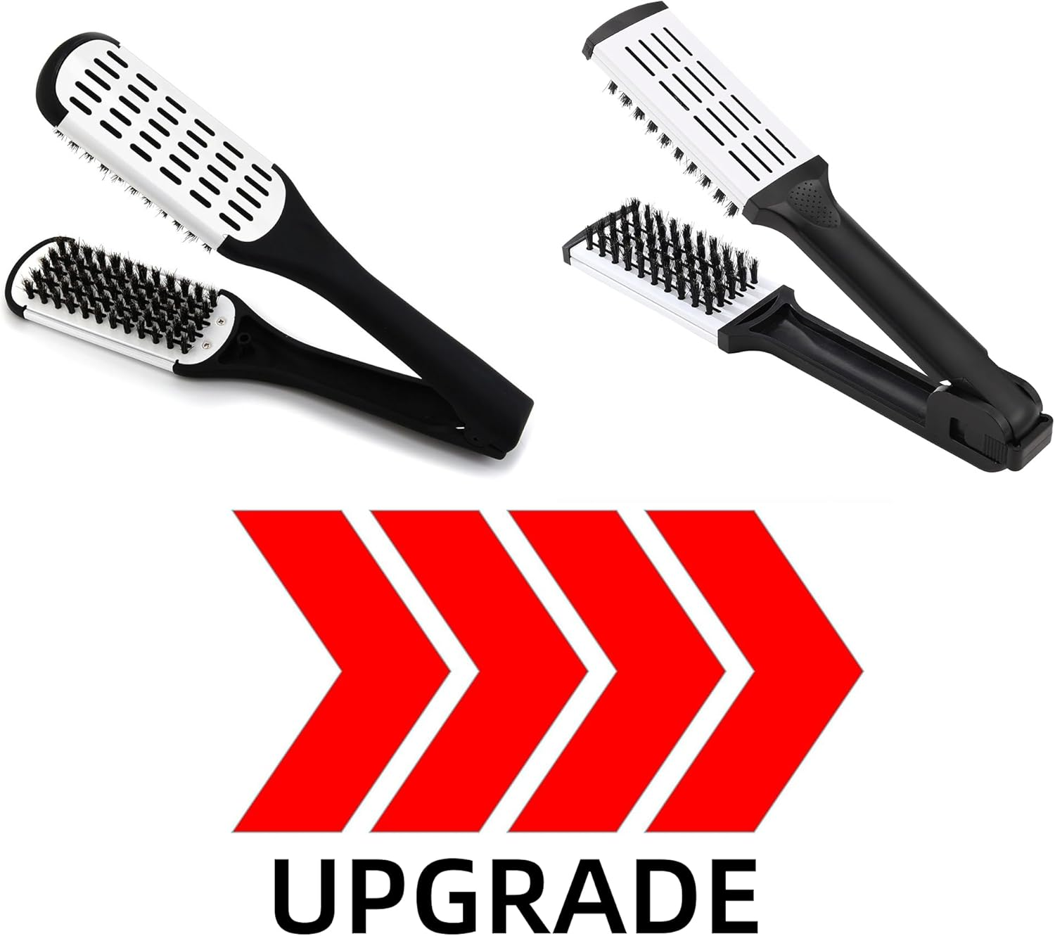 Ccbeauty Hair Straightener Brush Boar Bristles Clamp Comb Double Sided Straightening Brush Hair Styling Tool image number 1