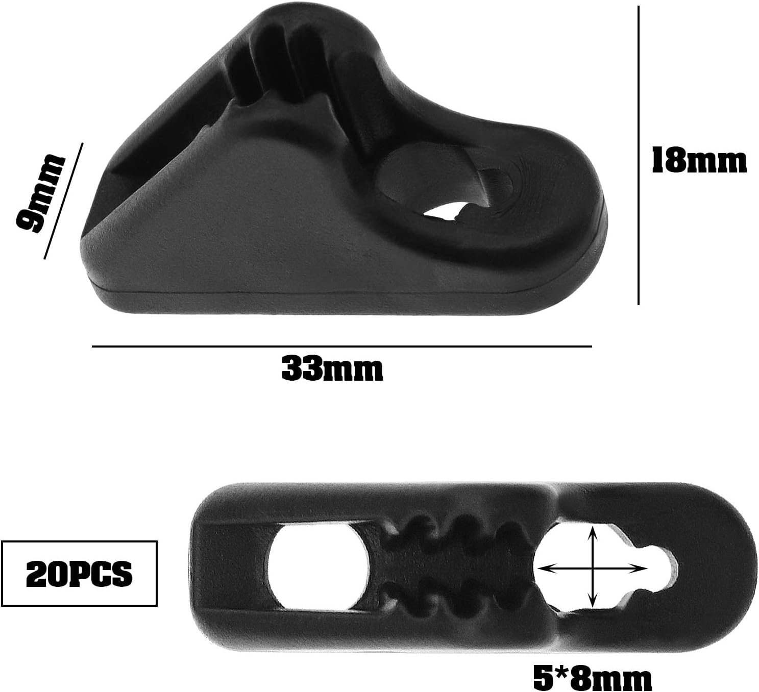 VGOL 20Pcs Rope Tensioner Replacement Wind Rope Buckle Plastic Cord Adjuster Anti-Slip Adjustable Tool for Outdoor Activities Black image number 3