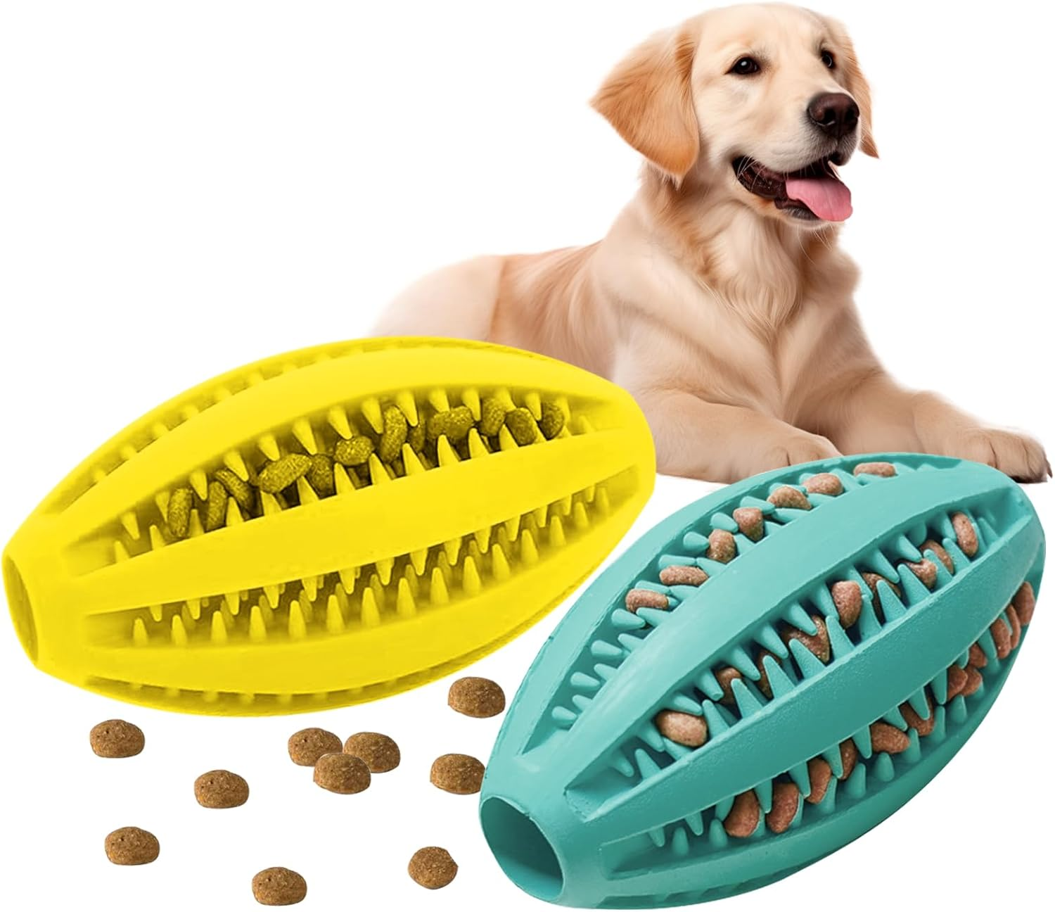 Proxima Direct Dog Toy Balls for Large Dogs, 2 Pack Dog Chew Toys for Slow Feeding Teeth Cleaning, Oval Interactive Pet Ball Toy for Training Fetch Game Relieve Boredom Durable Outdoor Indoor image number 5