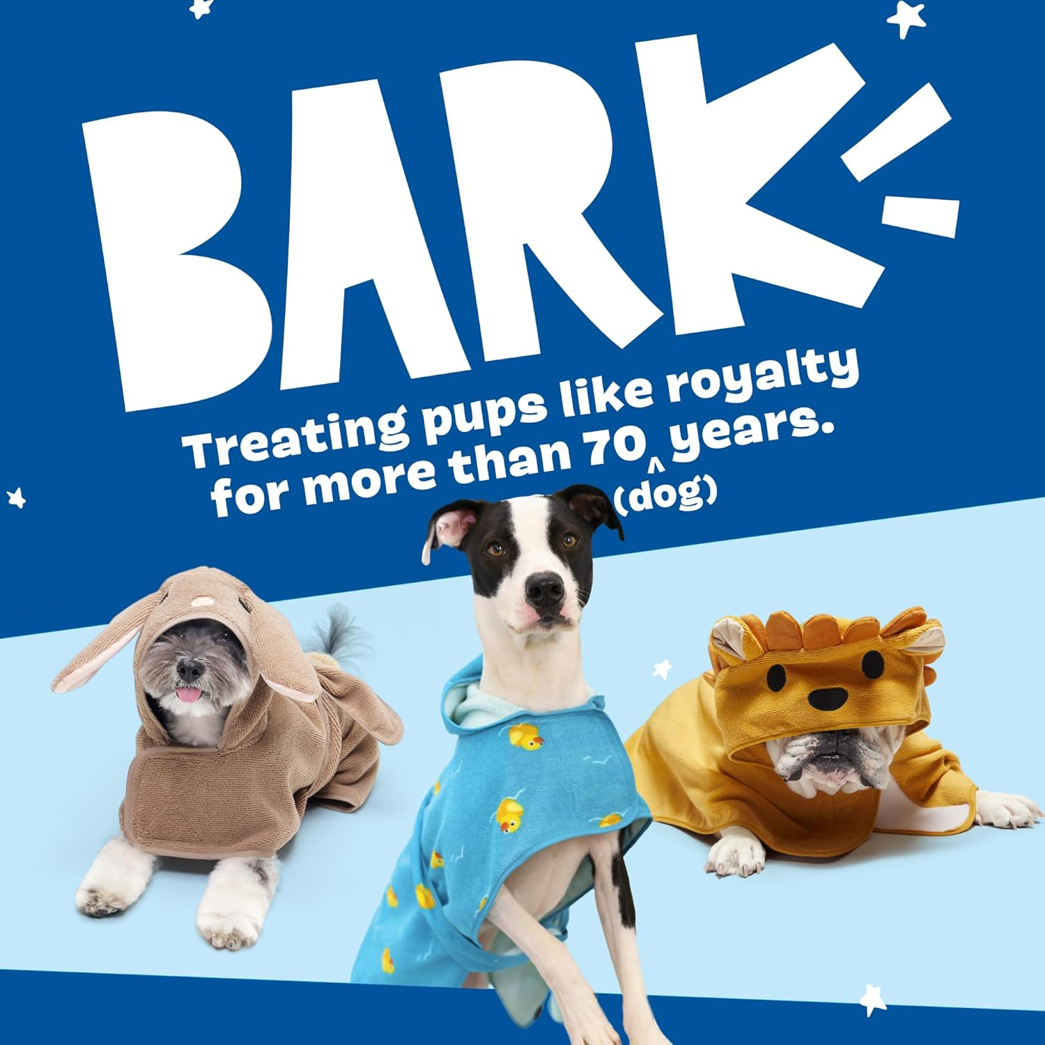 Barkbox Dog Bathrobe Towel - Lightweight, Super Cute Fast Drying Bathrobe for Dogs - Rhino (Medium) image number 1