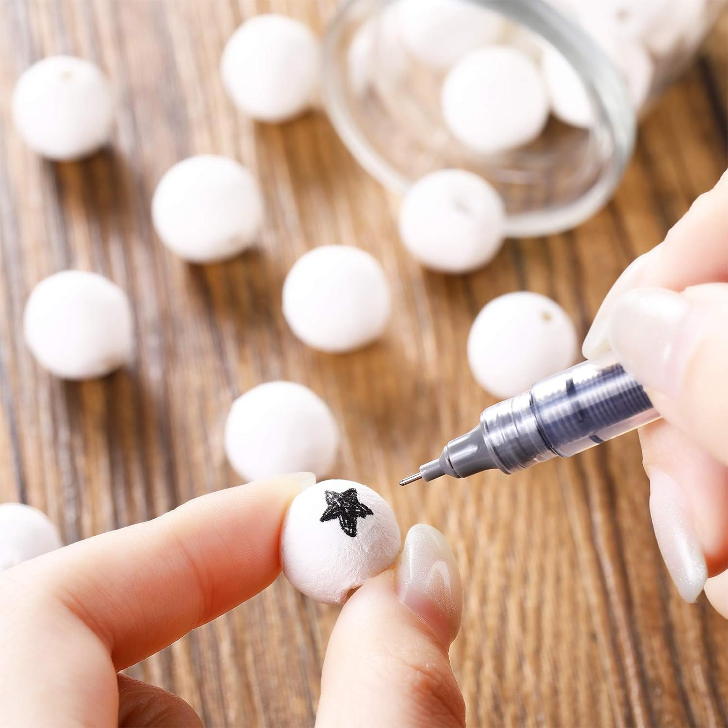 100 Pieces Cotton Spun Paper Balls 15 Mm White Natural Spun Cotton Paper Balls Coloring for Making Flowers DIY Crafts Decorations image number 4