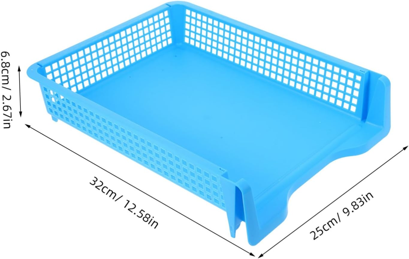 WEKAMOS 3Pcs Stackable Plastic Letter Tray Desk Organizer Paper Storage Organizer Multifunctional Design for Office image number 6