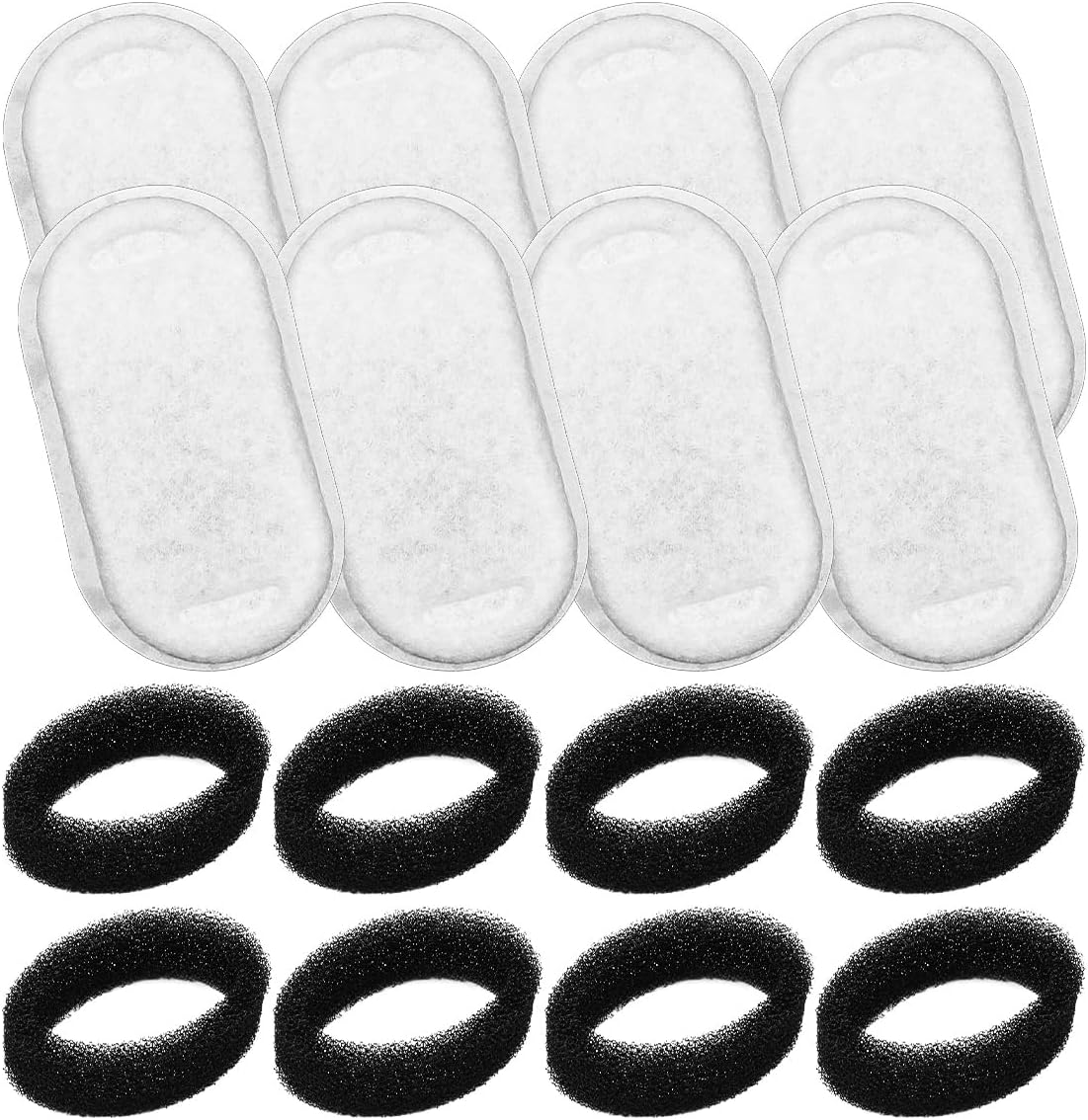 CENPEK 8 + 8 Pieces Filter Cat Fountain Drinking Fountain Cat Replacement Filter for 3.2 L Drinking Fountain for Cats and Dogs with Carbon Filter and Foam Filter