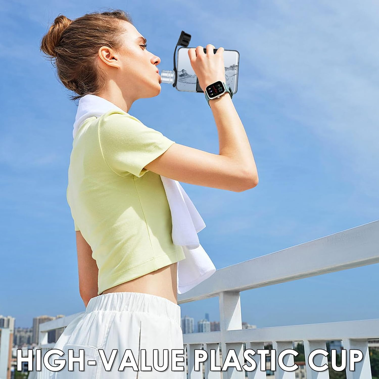 DJAPWPX Flat Water Bottle, Leak Proof Portable Slim Drinking Bottle, Lightweight Large Capacity Slim Traveling Water Mug for Outdoor (Black) image number 1