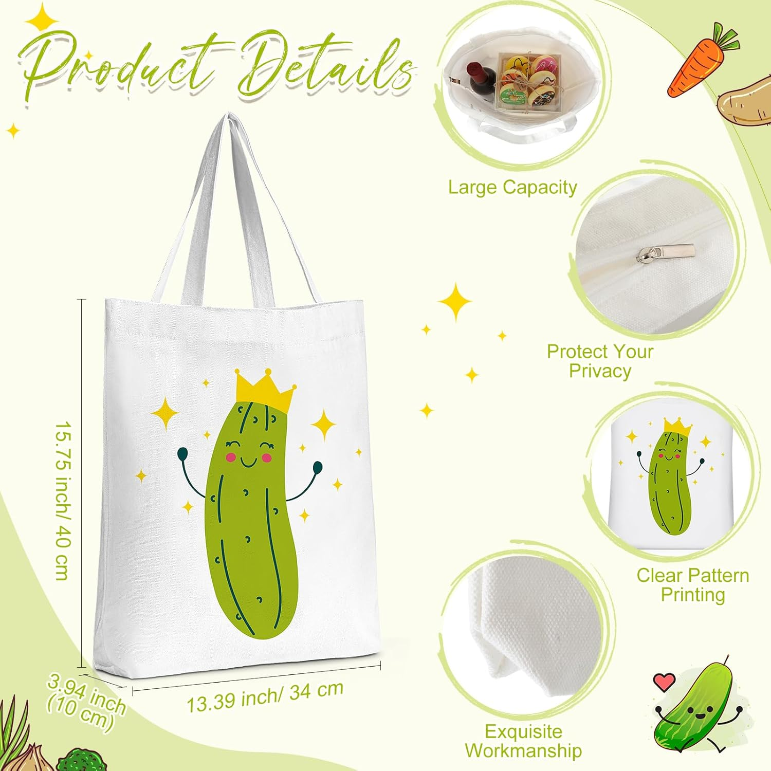 Sieral 2 Pcs Christmas Animal Lover Bag Gift for Women Travel Bags Portable Zipper Pouch Canvas Reusable Grocery Tote Bag image number 4