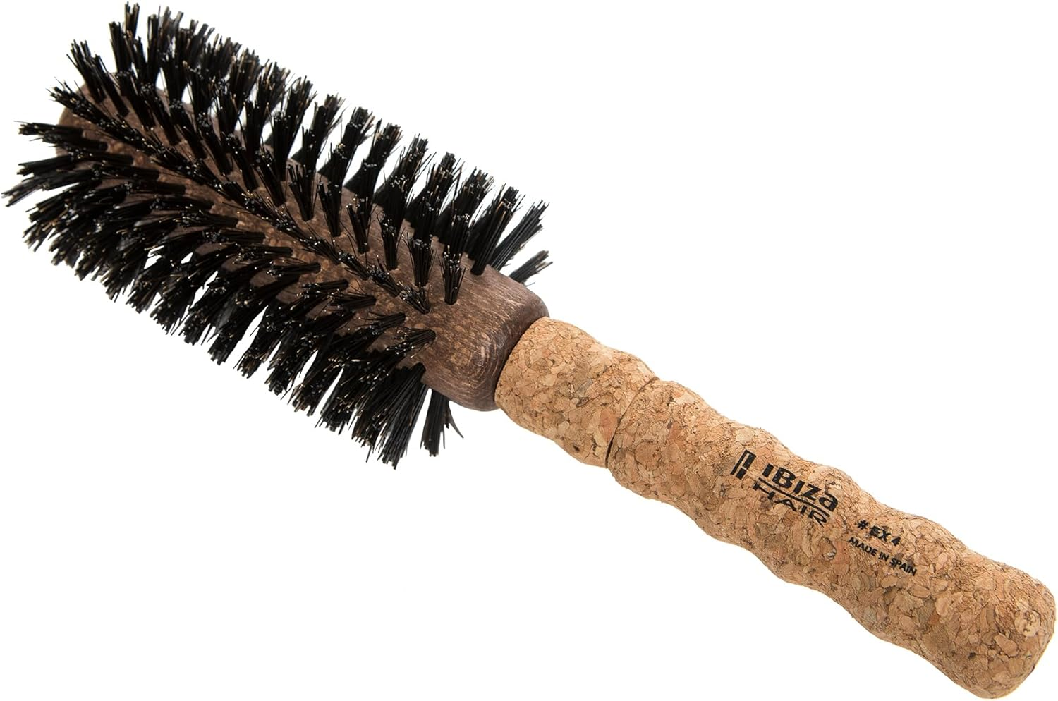 Ibiza Hair round Boar Bristle Brush (Ex4-65Mm) | Lightweight with Reinforced Bristles & Cork Handle | Ideal for Crown Volume | Adds Texture & Shine for Medium to Long Styles image number 4