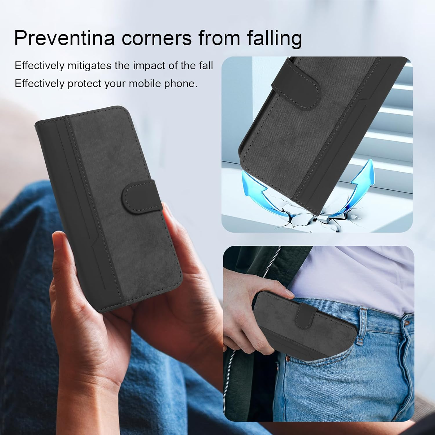 TEDTIKJT Mobile Phone Case for Xiaomi 15 Ultra 6.73 Inch Case with Stand Function Card Slot Protective PU Leather Flip Cover for Xiaomi 15 Ultra Case Foldable, Business Splicing Black image number 1