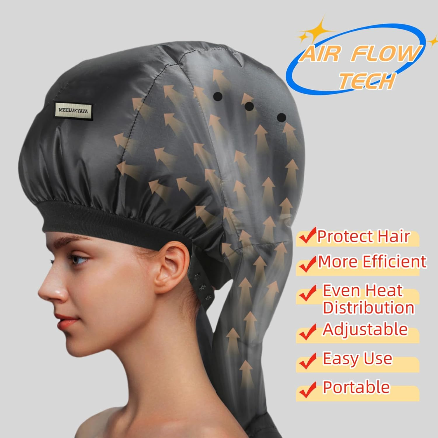 Bonnet Hair Dryer for Curly Hair,Upgraded Double Tubes Diffuser Cap,Even Heat Distribution,Hairstyling Dryer Cap for Women,Portable Hair Dryer,Hooded Hair Dryer,Hair Dryer Bonnet image number 2