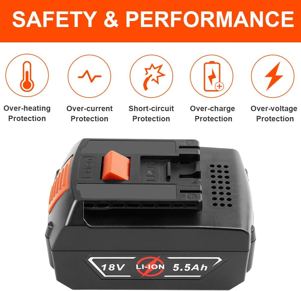 Aryee 18V 5.5Ah Li-Ion Battery Replacement Battery for Bosch BAT609 BAT609G BAT610G BAT611 BAT612 BAT618 BAT618G Cordless Power Tools, Not Compatible with the Green Series