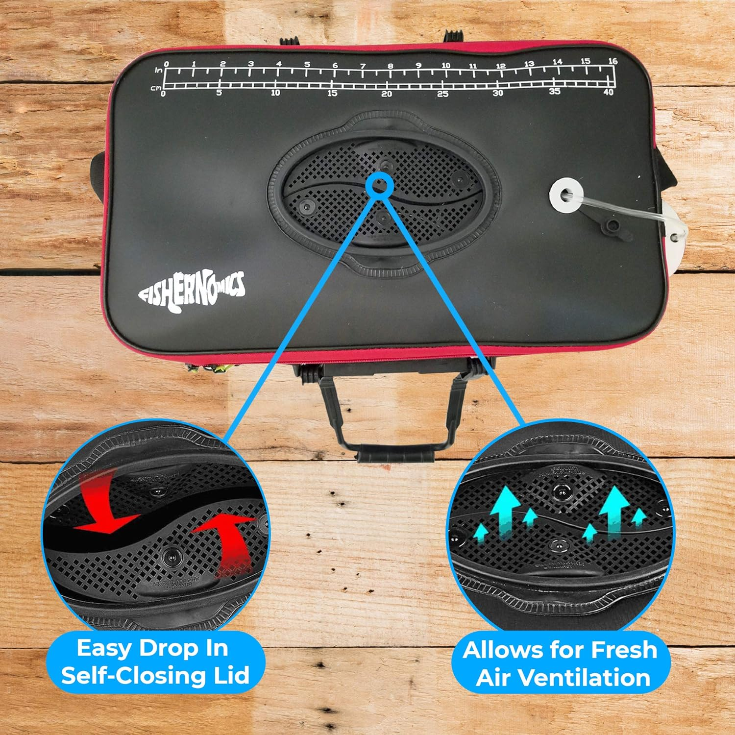 Fishernomics Collapsible Fishing Bucket with Air Pump - Live Bait Bucket with Aerator (6 Gallon/10 Gallon) - Leak Proof with Side Pocket & Shoulder Strap | Highly Durable & Sturdy image number 3