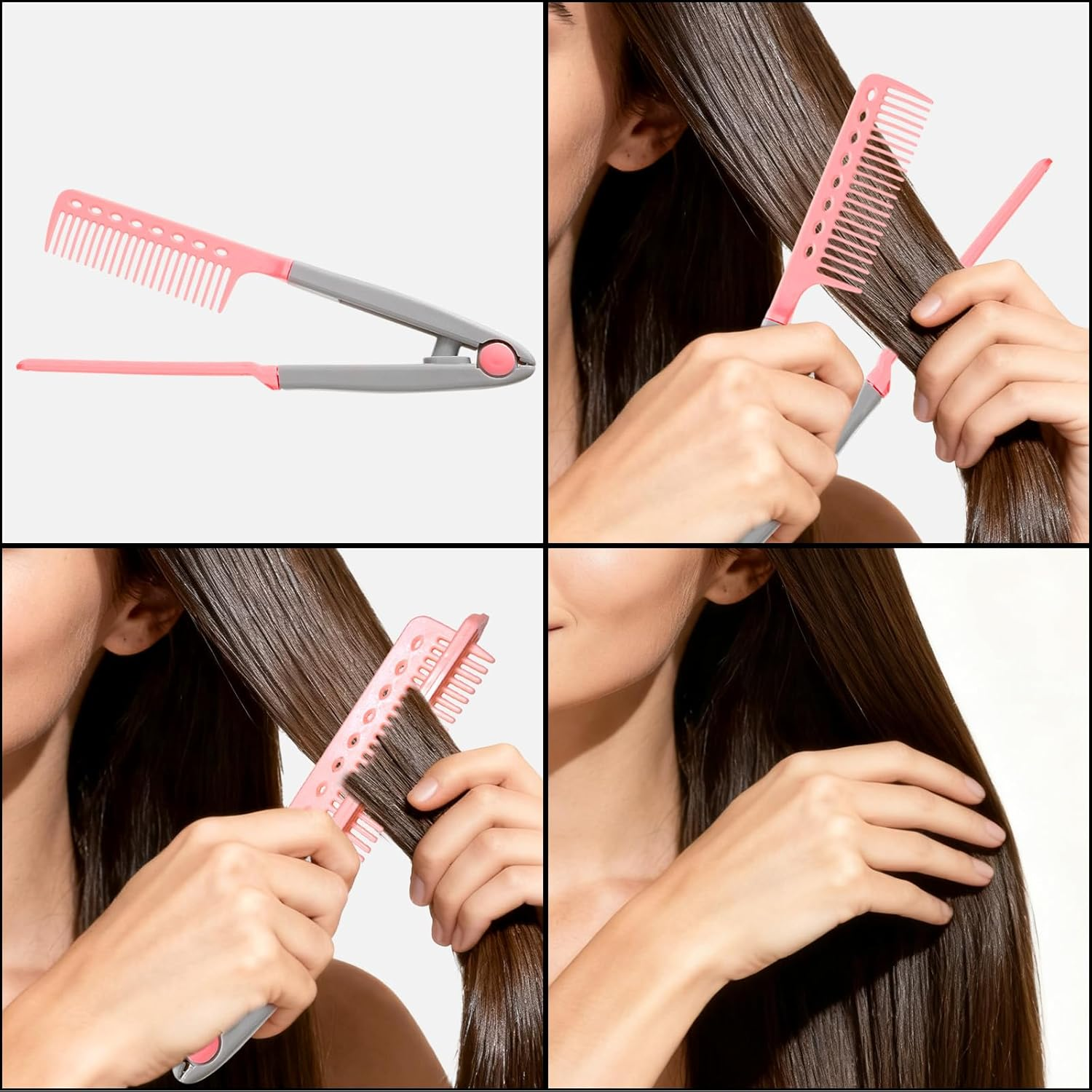 Straightening Comb for Hair, Hair Brush, Straightening Comb for Irons, V-Shaped Ironing Accessories, Styling Brush for Dating, Holiday, Commuting, Home, Travel image number 3