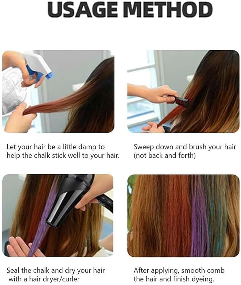 Hair Chalk Comb Temporary,10 Colors Hair Dye Comb,Hair Dye Comb Applicator,Disposable Multi-Color Hair Chalk Combset,Hair Chalk for Girls Washable, for Kids Boys Girls Party image number 4