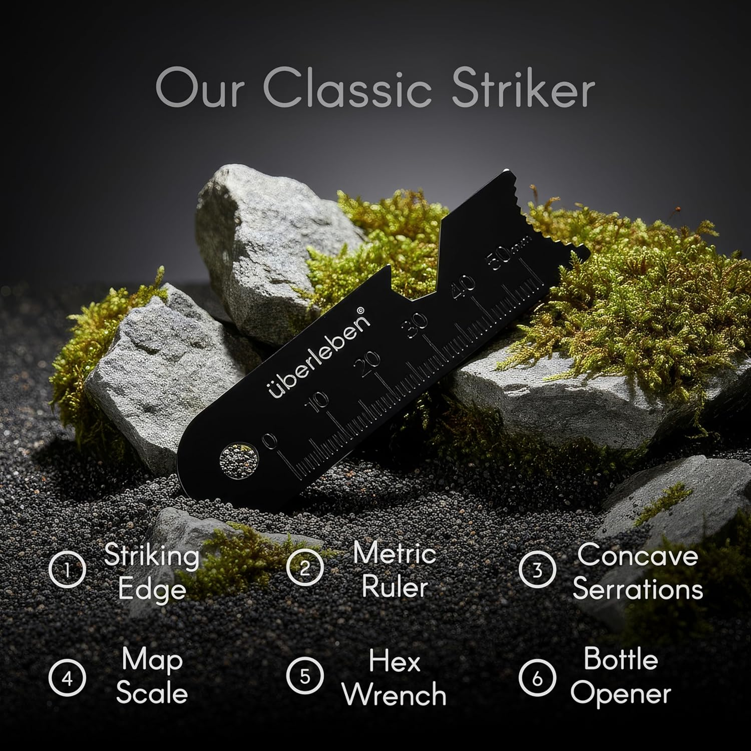 &Uuml;berleben Hex&aring; Fire Starter | 6" X 1/2" Thick Hexagon Bushcraft Fire Steel | 20,000 Strikes | Survival Ferro Rod | Multi-Tool Striker & Full Grain Leather Lanyard image number 5