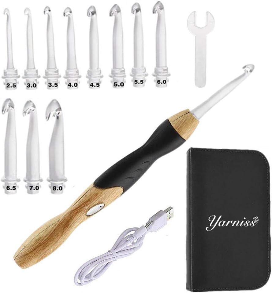 11 Sizes Lighted Crochet Hooks Set - Light up Crochet Hooks with Case,Rechargeable Light Crochet Hook 2.5Mm to 8Mm