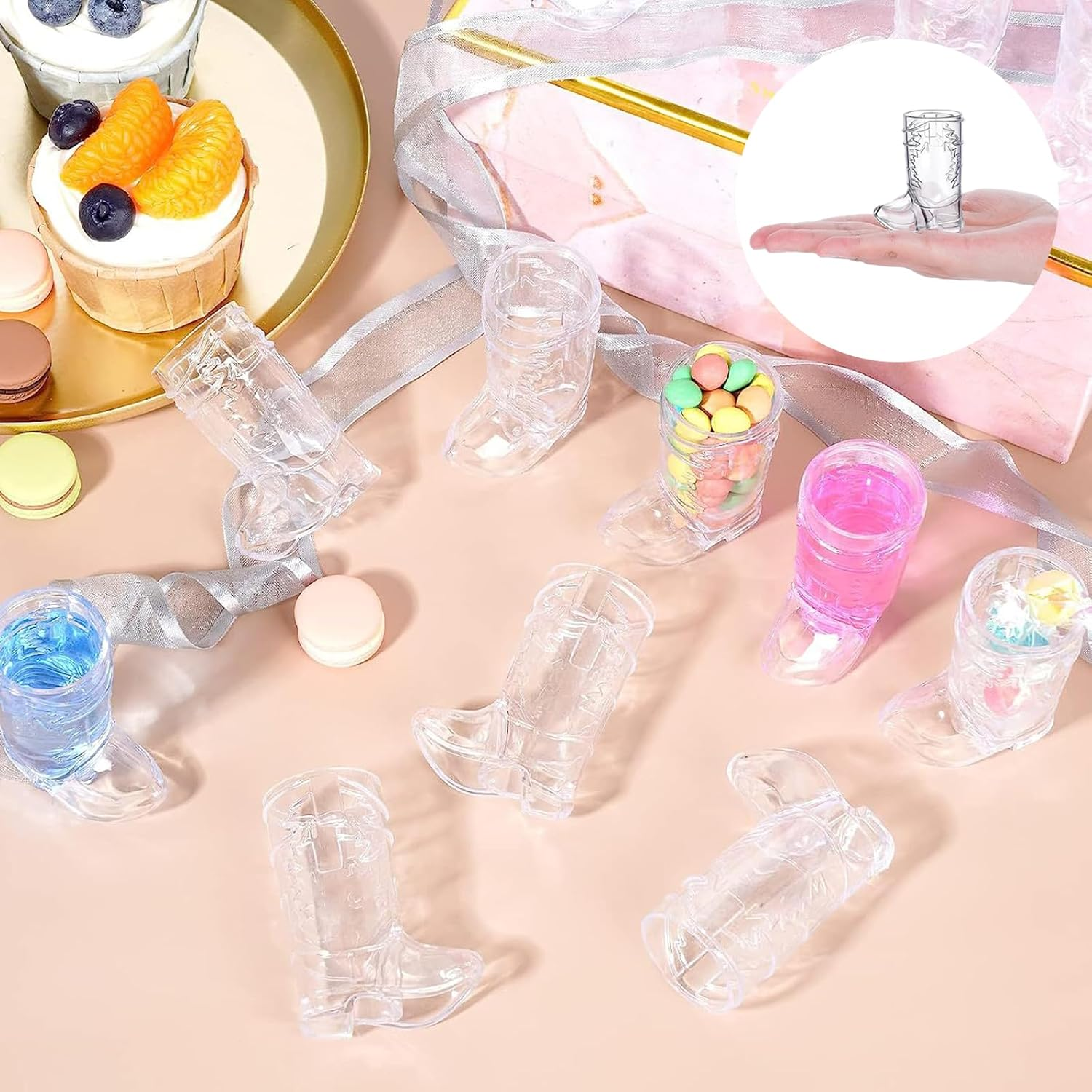 Homiliky Mini Cute Cowboy Boot Shot Glasses, Plastic Western Cowboy Mini Beer Mugs, 6 Pcs 1 Oz Mini Cowboy Boot Cups, for Cowboy Party Bachelorette Party Supplies Wedding Decorations image number 1