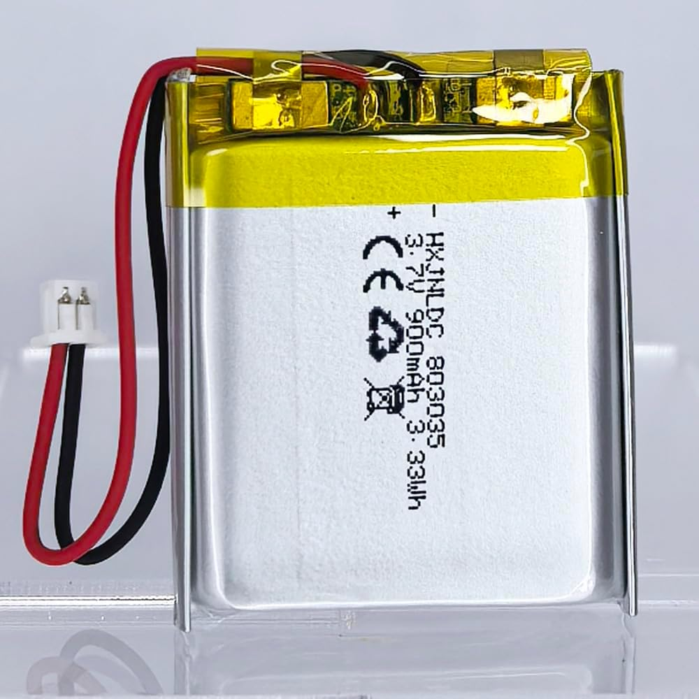 DC 3.7V 900Mah 803035 Rechargeable Lithium Polymer Battery, Suitable for DIY 3.7-5V Electronic Products with Built-In 2-Wire Battery Replacement and LED Lights image number 6